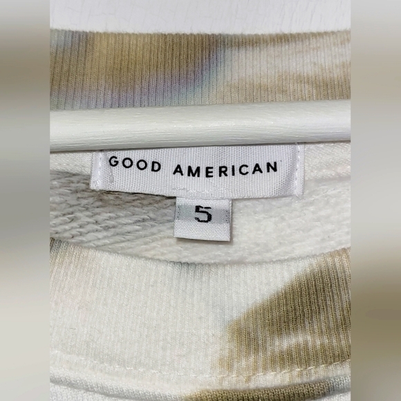 GOOD AMERICAN Tie-dyed Army Green cotton-fleece sweatshirt Size 5, 12 US - Picture 9 of 16
